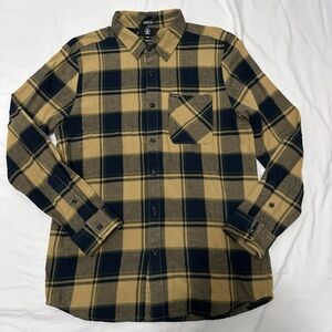 Volcom Flannel Size Medium Gold/Navy GREAT condition